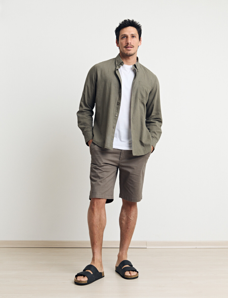 011665 CAMISA DE LINO HARRINGTON LABEL Oliva