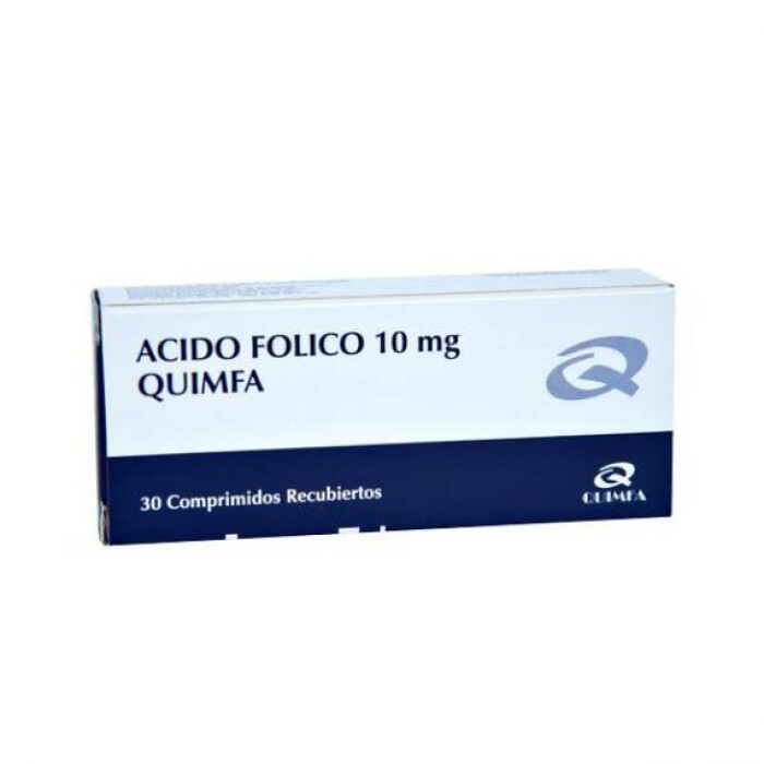 ACIDO FOLICO 10 MG. QUIMFA CJ X 30 COMP. única