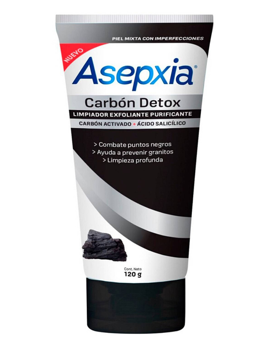 Limpiador líquido exfoliante con carbón detox Asepxia 120gr 
