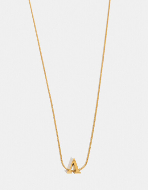 Cadena Corta con Dije Metal Cadena De Acero Con Inicial V - Dorado