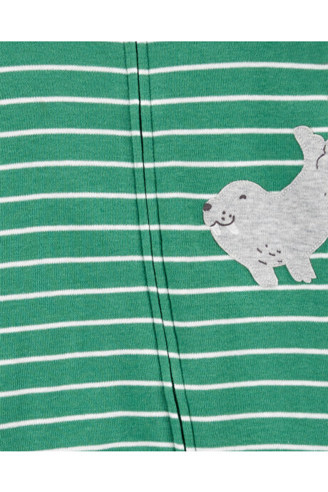 Pijama una pieza de algodón, con pie, estampa morsa Sin color