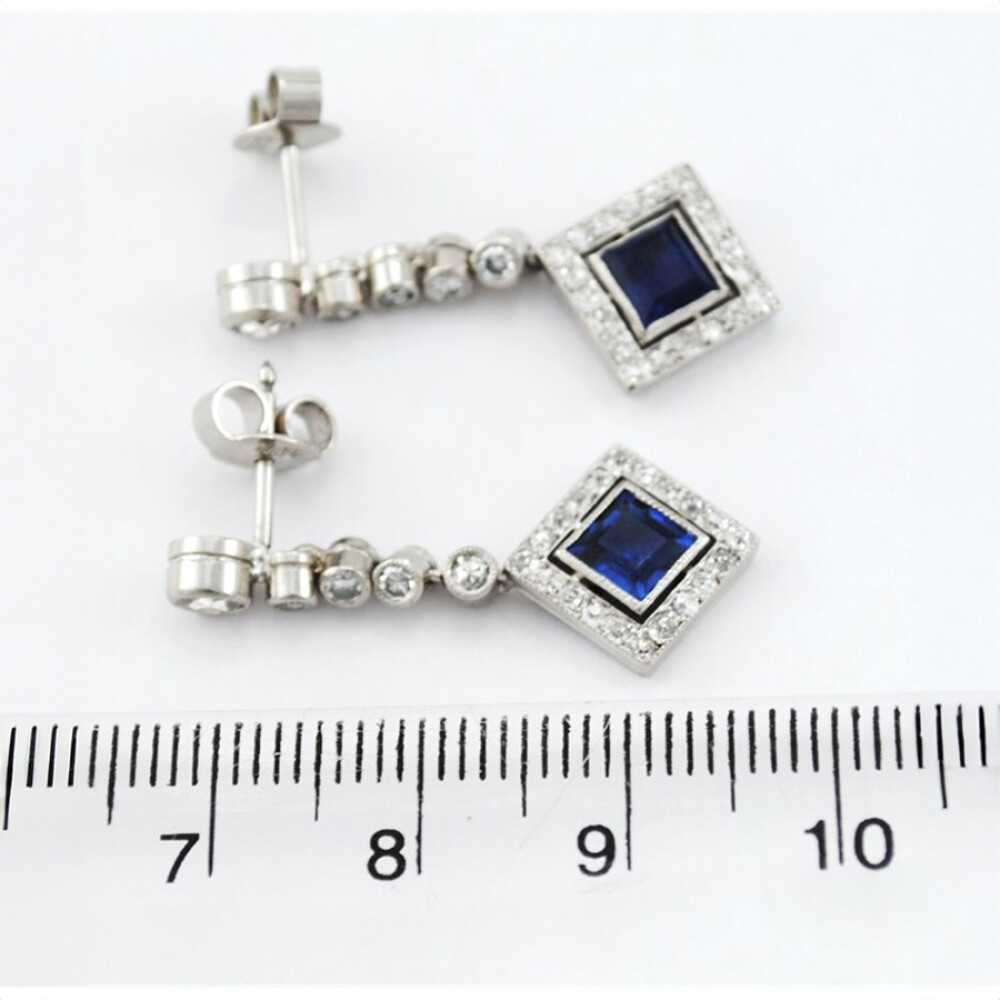 Caravana Oro Blanco 18K Con Brillantes Y Zafiros Naturales Caravana Oro Blanco 18K Con Brillantes Y Zafiros Naturales