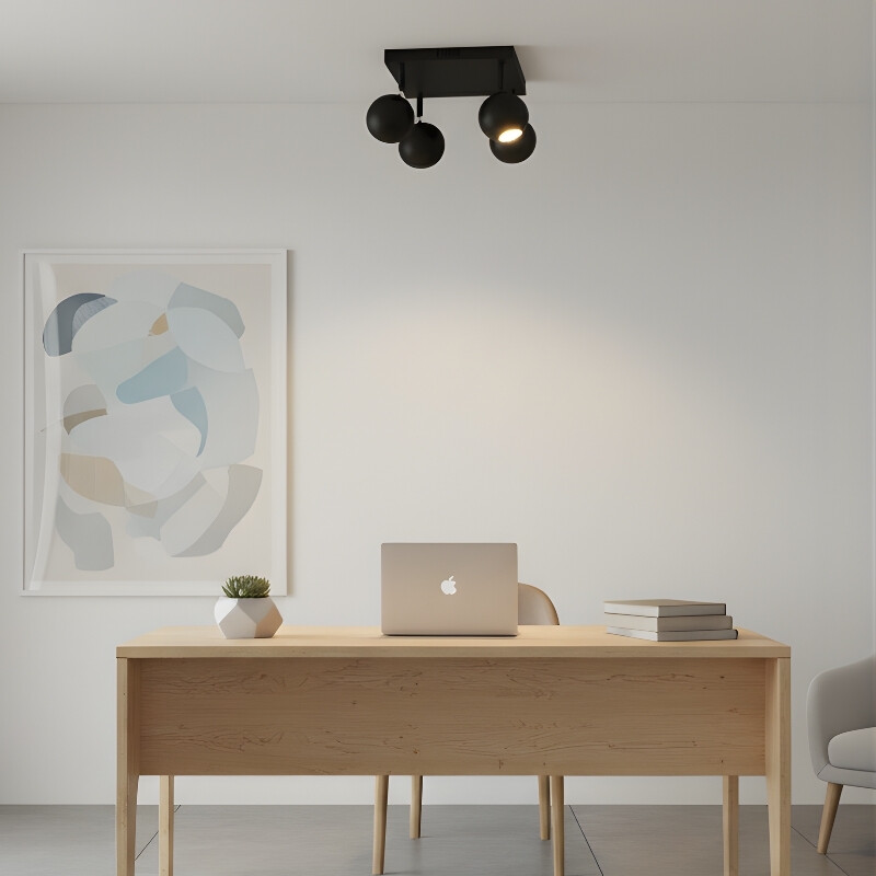 SAN NICOLAS CUADRADO X4 Luminaria De Techo San Nicolas Cuádruple Cuadrada Negra