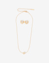 Bijouterie Set Metal Set De Aros Pasantes Y Collar Con Dije - Dorado