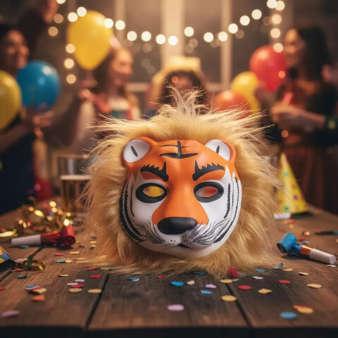 Mascara de Tigre con Pelo Mascara de Tigre con Pelo