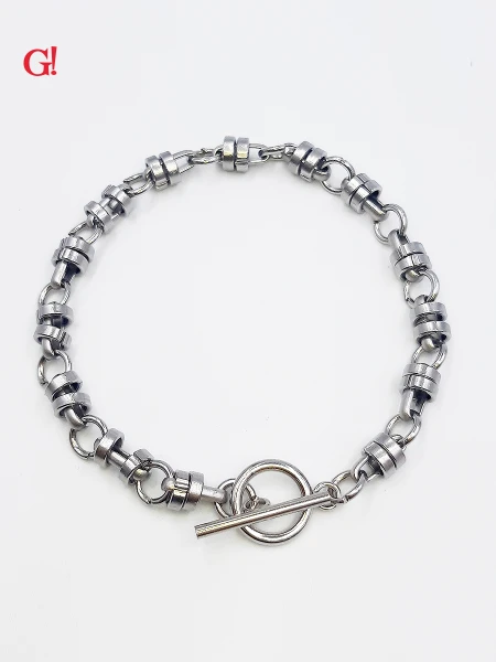 PULSERA DE ACERO GRIS CLARO
