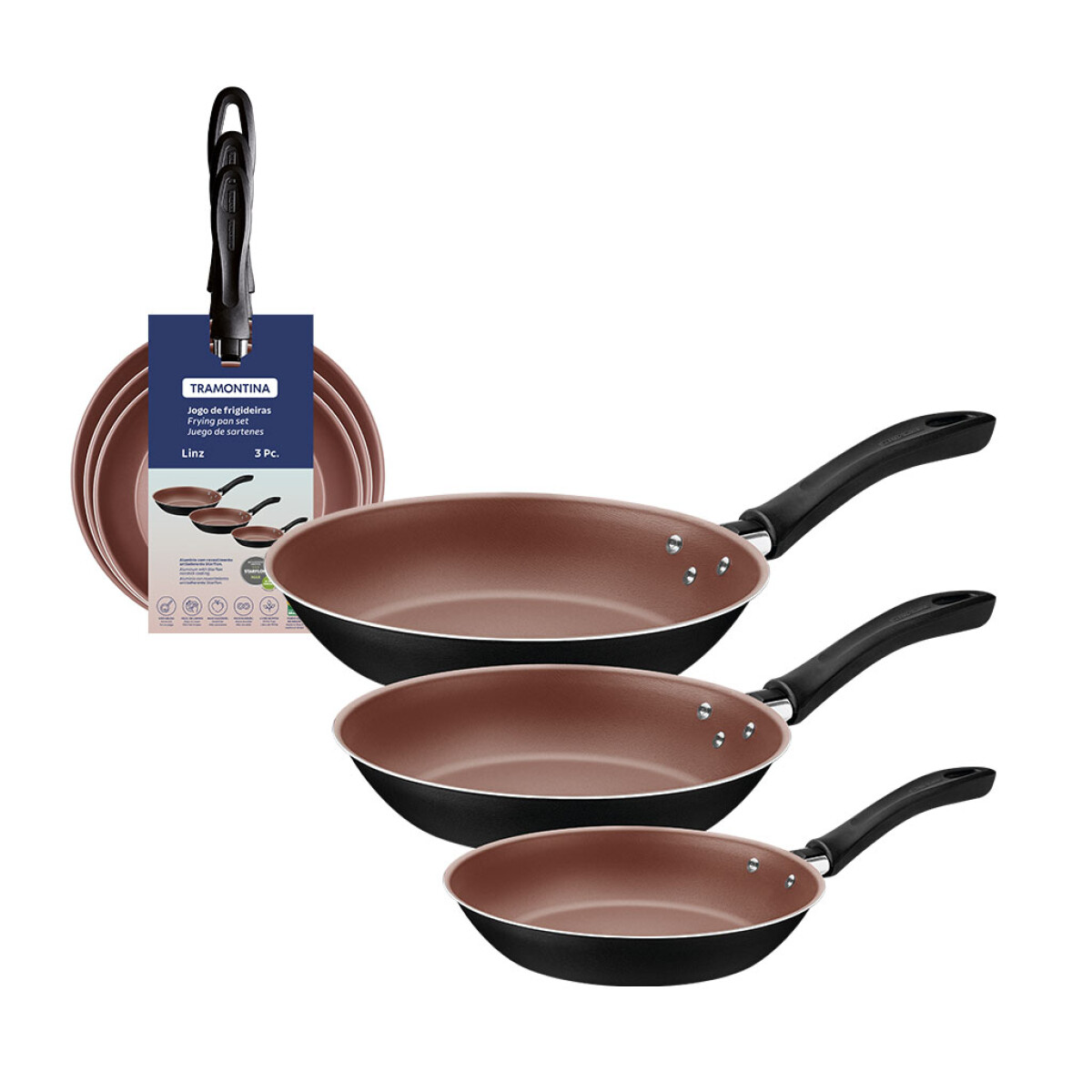 Set de Sartenes Tramontina Linz 3 Piezas 16/20/24cm - COBRE 