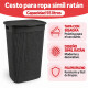 Cesto para ropa simil ratán con tapa 55 lts TABACO