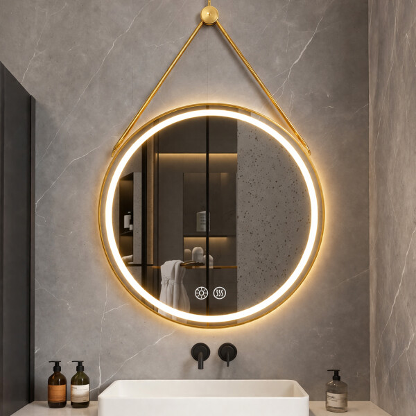 Espejo Redondo De Colgar Led 60 Cm Led13 DORADO