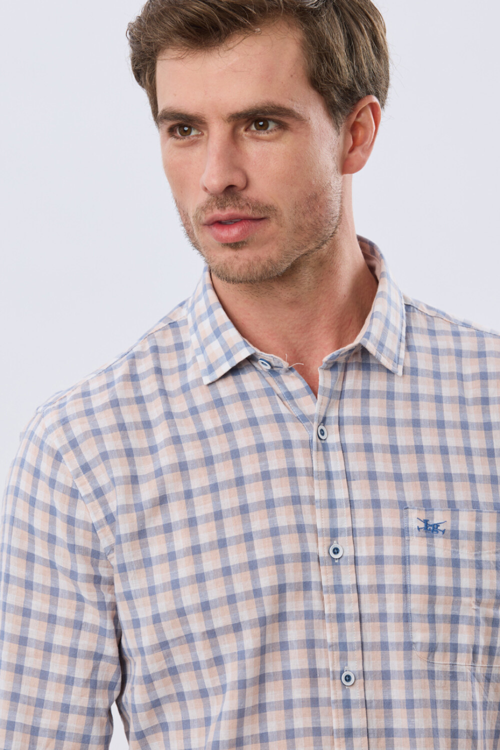 CAMISA CUADROS DE LINO Rosa