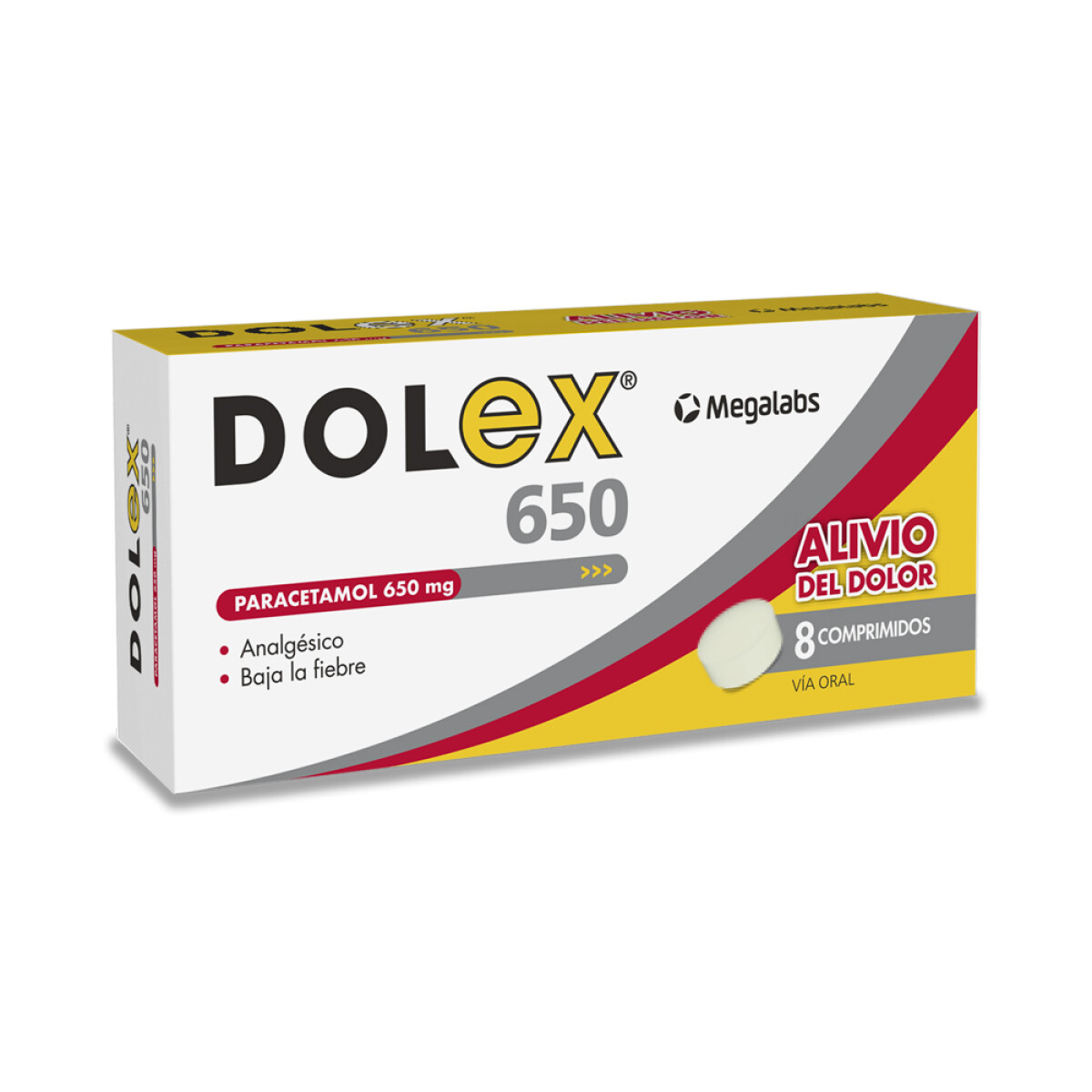 Dolex 650 mg 8 Comprimidos | Alivio Eficaz de Dolor y Malestar 