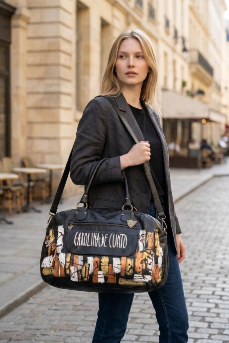 Bolso De Viaje Negro Con Arte Bolso De Viaje Negro Con Arte