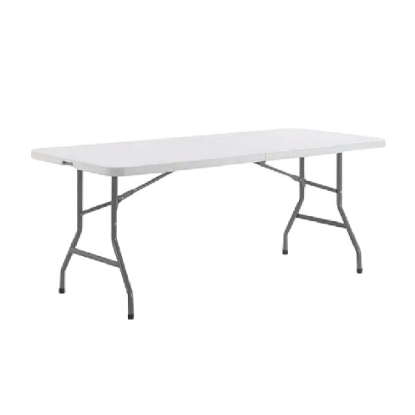 MESA RECTANGULAR PLEGABLE BASE DE METAL 180X70X74 BLANCO