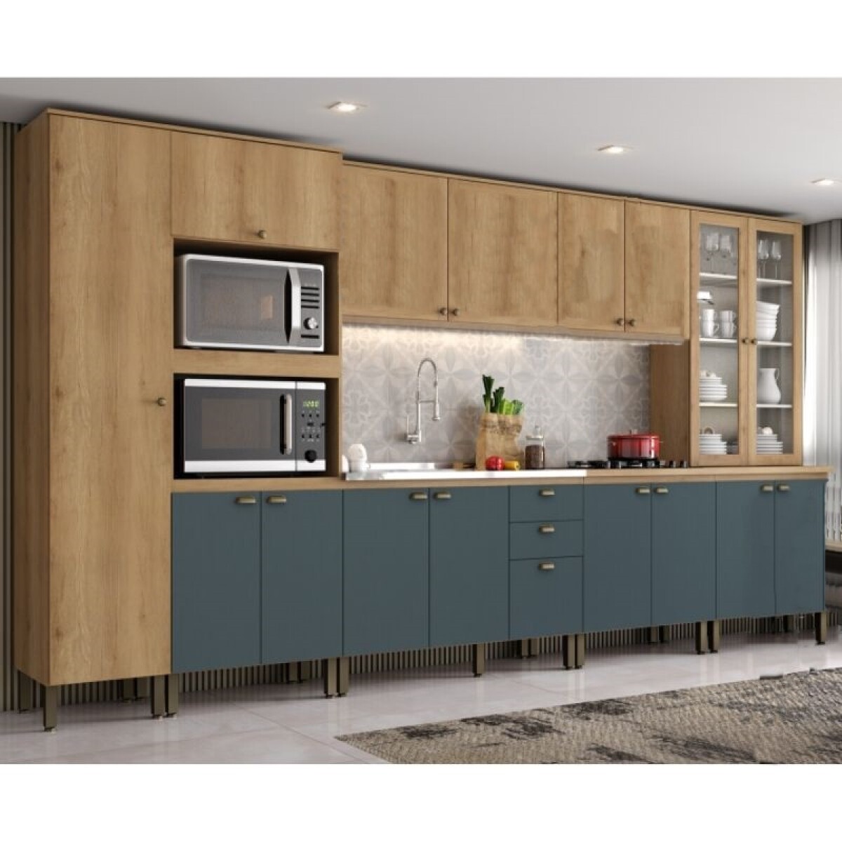 COCINA MODULADA 3,96 MT CAPUCCINO/AZUL - FINESSE 
