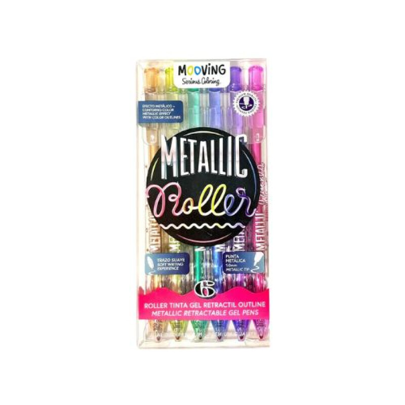 Boligrafo Roller Tinta Gel retractil pastel x 6 Mooving Boligrafo Roller Tinta Gel Retractil Pastel X 6 Mooving