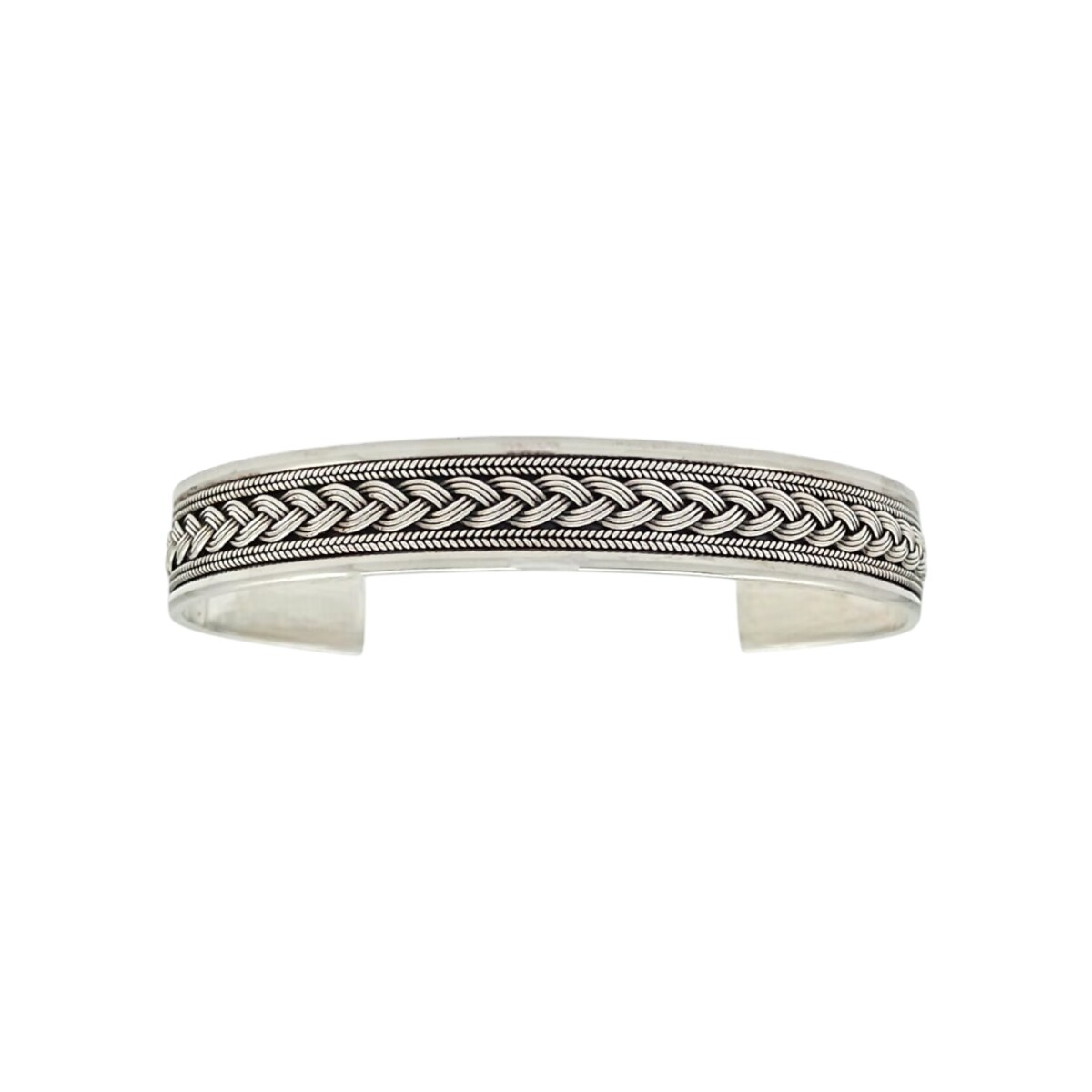 Brazalete trenzado con borde-Plata 925-Sin Piedra-BR3011 - sinpiedra 