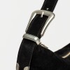 Cartera al hombro Bamboo en cuero gamuza Negro