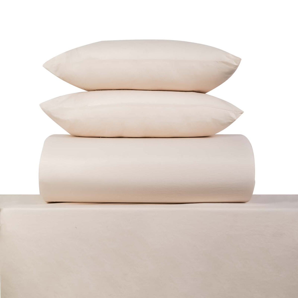 JUEGO DE SABANAS - 2 PLAZAS POLIESTER NATURAL-BEIGE PREWASHED ARENA 