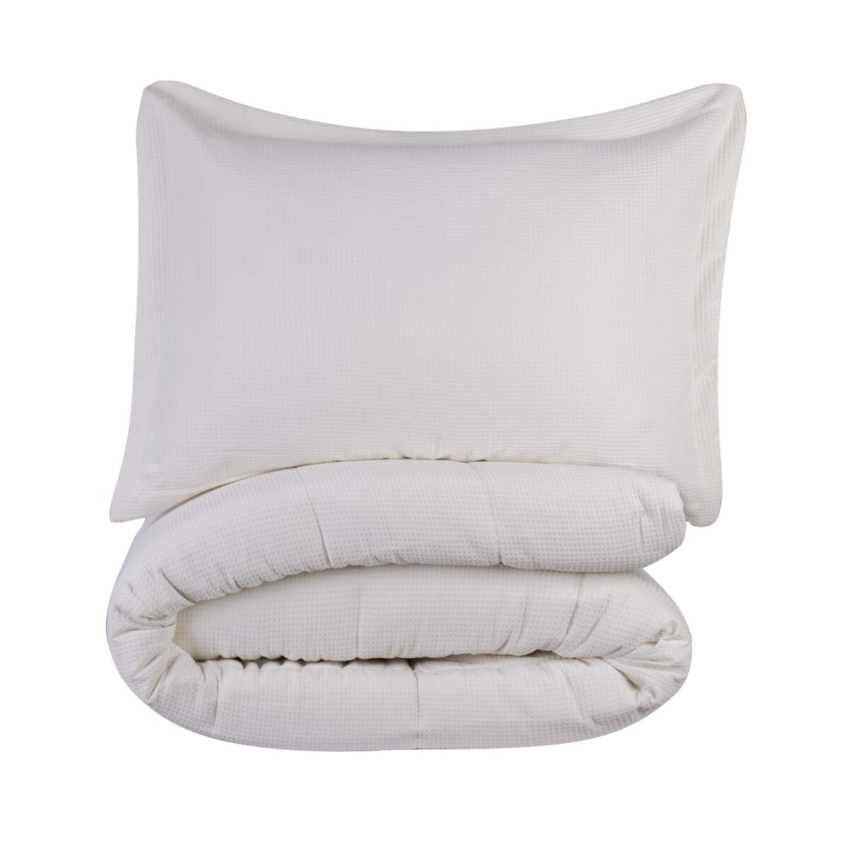 SET DE ACOLCHADO - 1 PLAZA POLIESTER NATURAL-BEIGE MINI WAFFLE CRUDO 