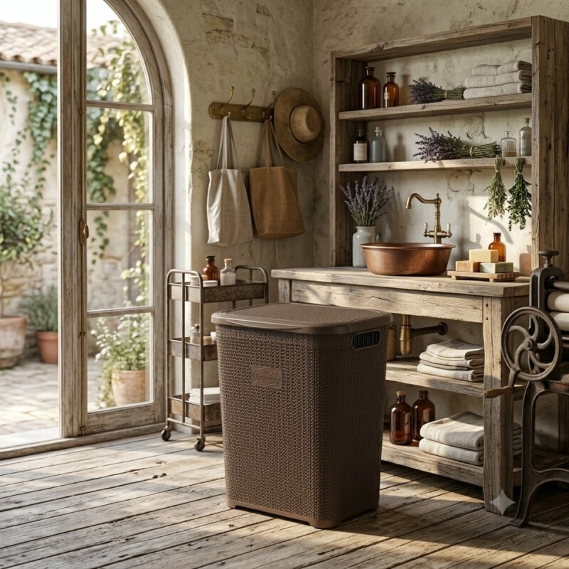 Canasto organizador para ropa 45lts MARRON OSCURO