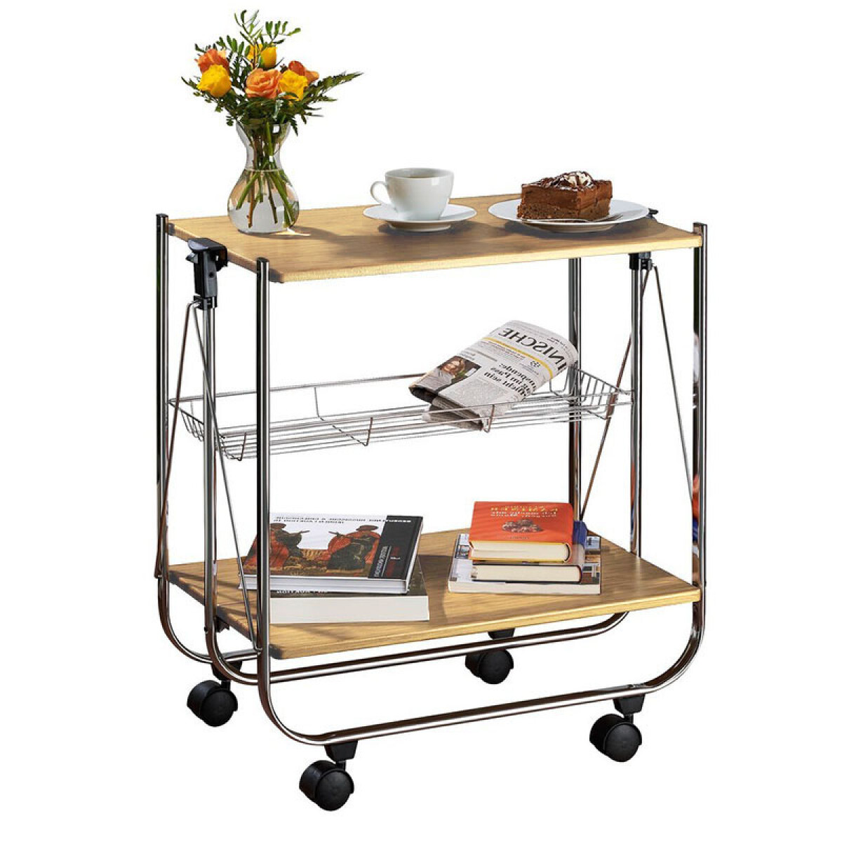 CARRITO PLEGABLE 3 NIVELES 40x63x70CM MADERA/METAL 