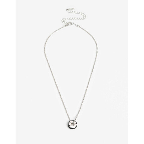 Cadena Con Dije Con Flor Plateado Rodio