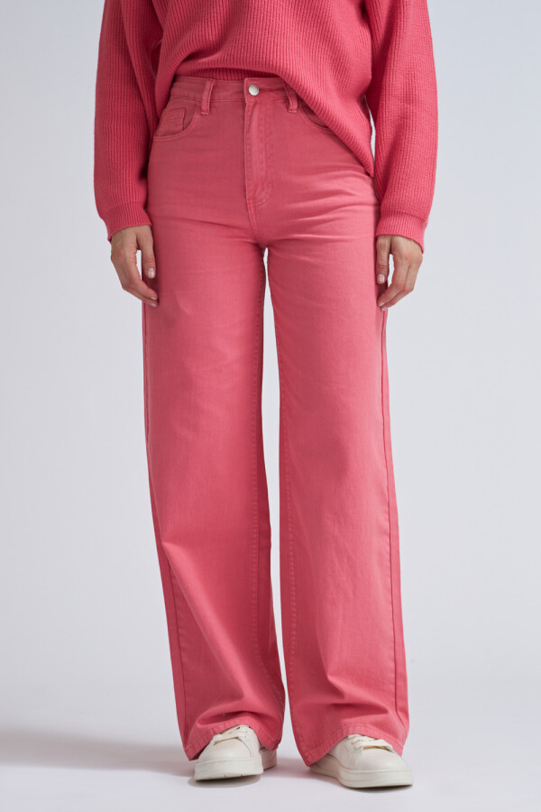 Pantalón de jean wide leg Rosado