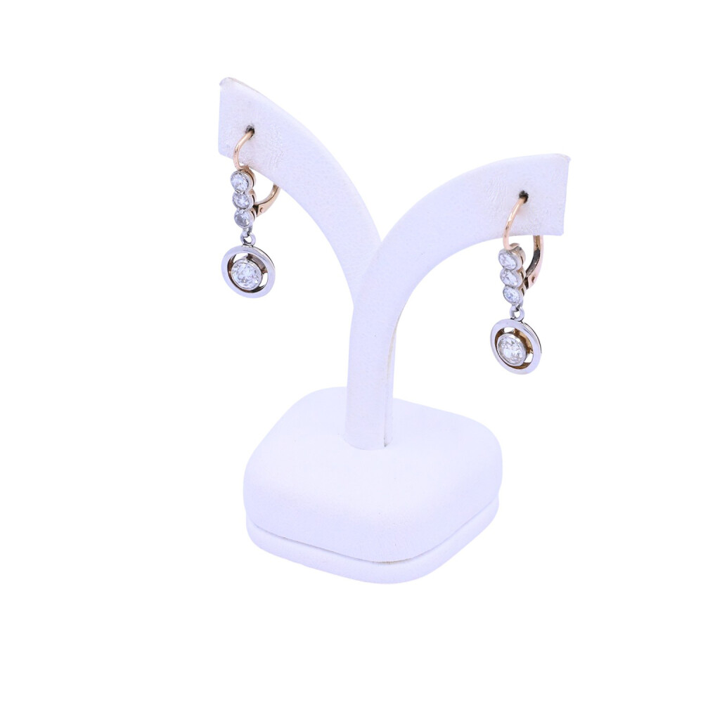 Caravanas antiguas oro 18 k platino y brillantes. Caravanas antiguas oro 18 k platino y brillantes.