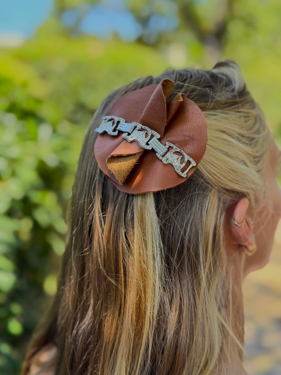 Round Leather Headpiece - Camel 