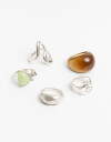 Sets Anillos Color Set 5 Anillos Mix Materiales - Plateado Niquel
