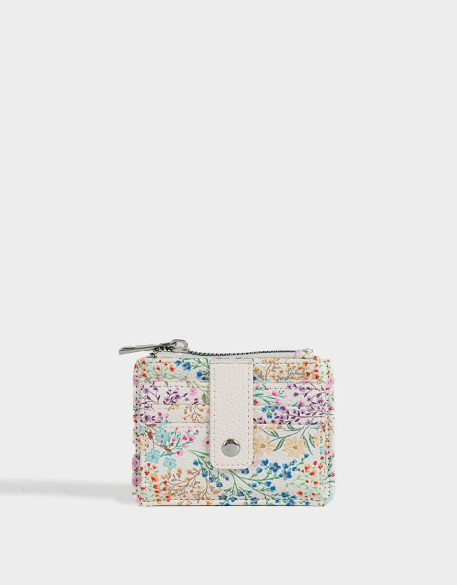 Tarjetero Burgundy - Estampado Flores 