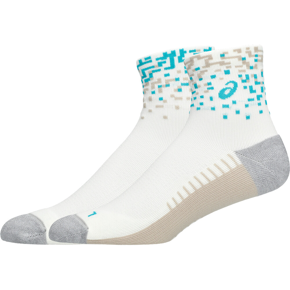 Medias Running Performance Run Sock Quarter Unisex Cream/energy Aqua/ Simply Taupe