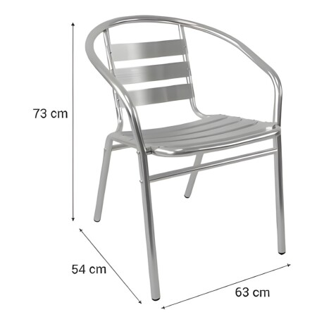 Silla de exterior Slat en aluminio plateada Silla de exterior Slat en aluminio plateada