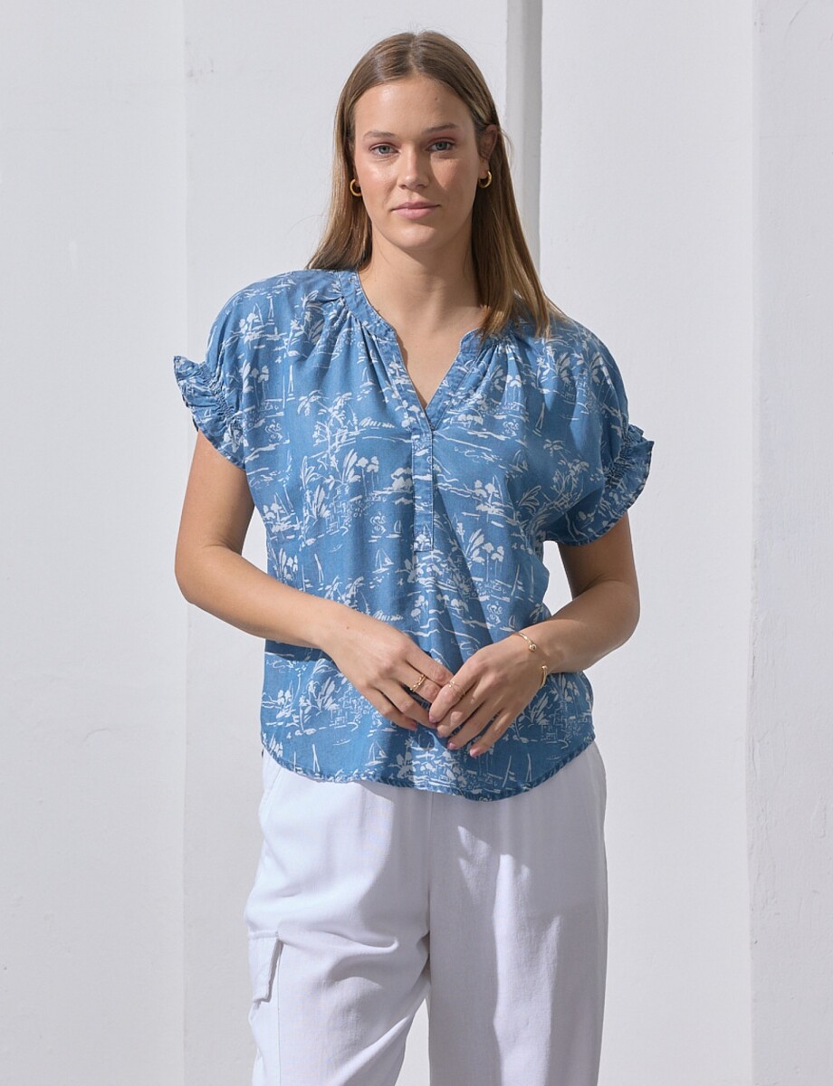 Blusa Lyocell - Azul/multi 