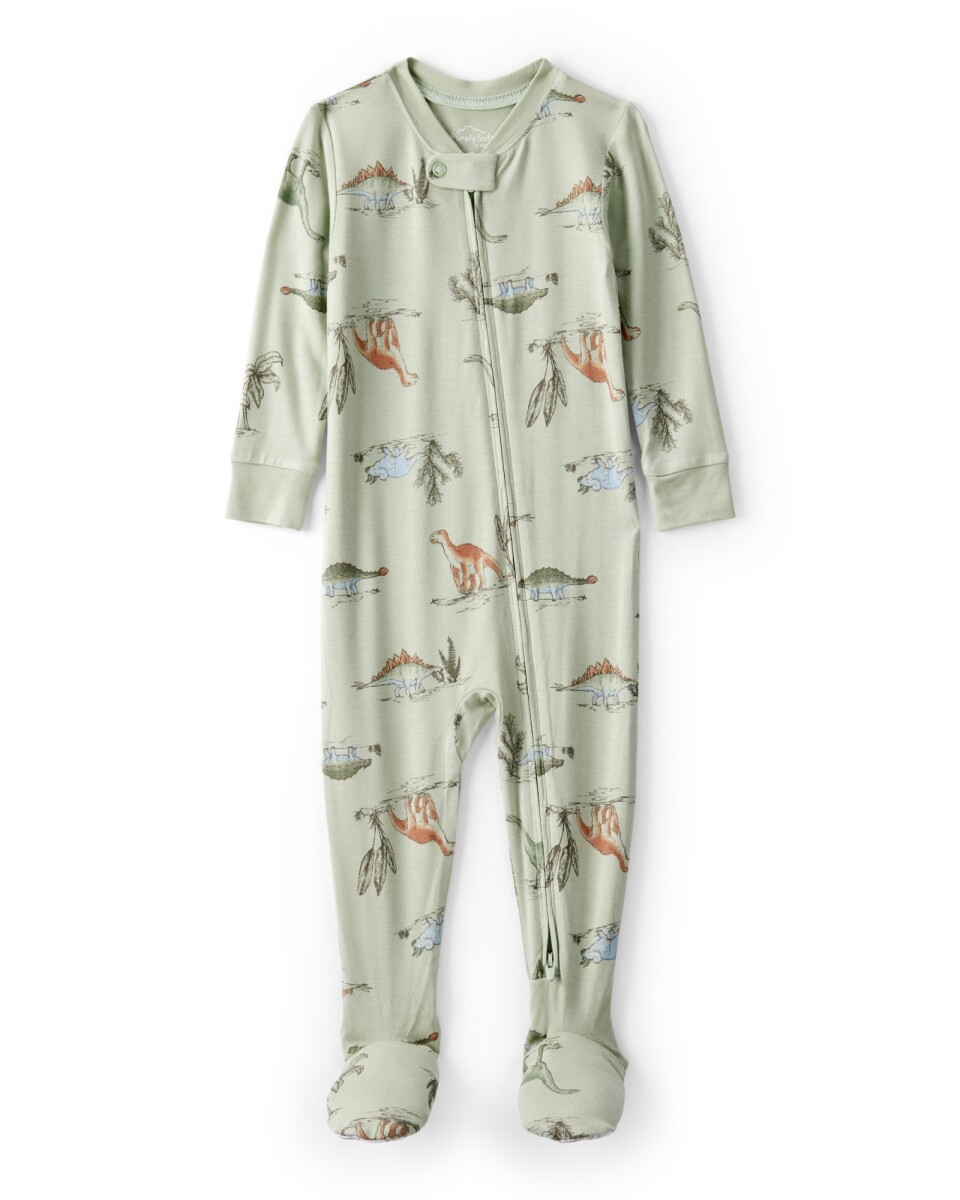 Pijama una pieza de viscosa Ecovero, con pie, diseño dinos, línea Purelysoft 