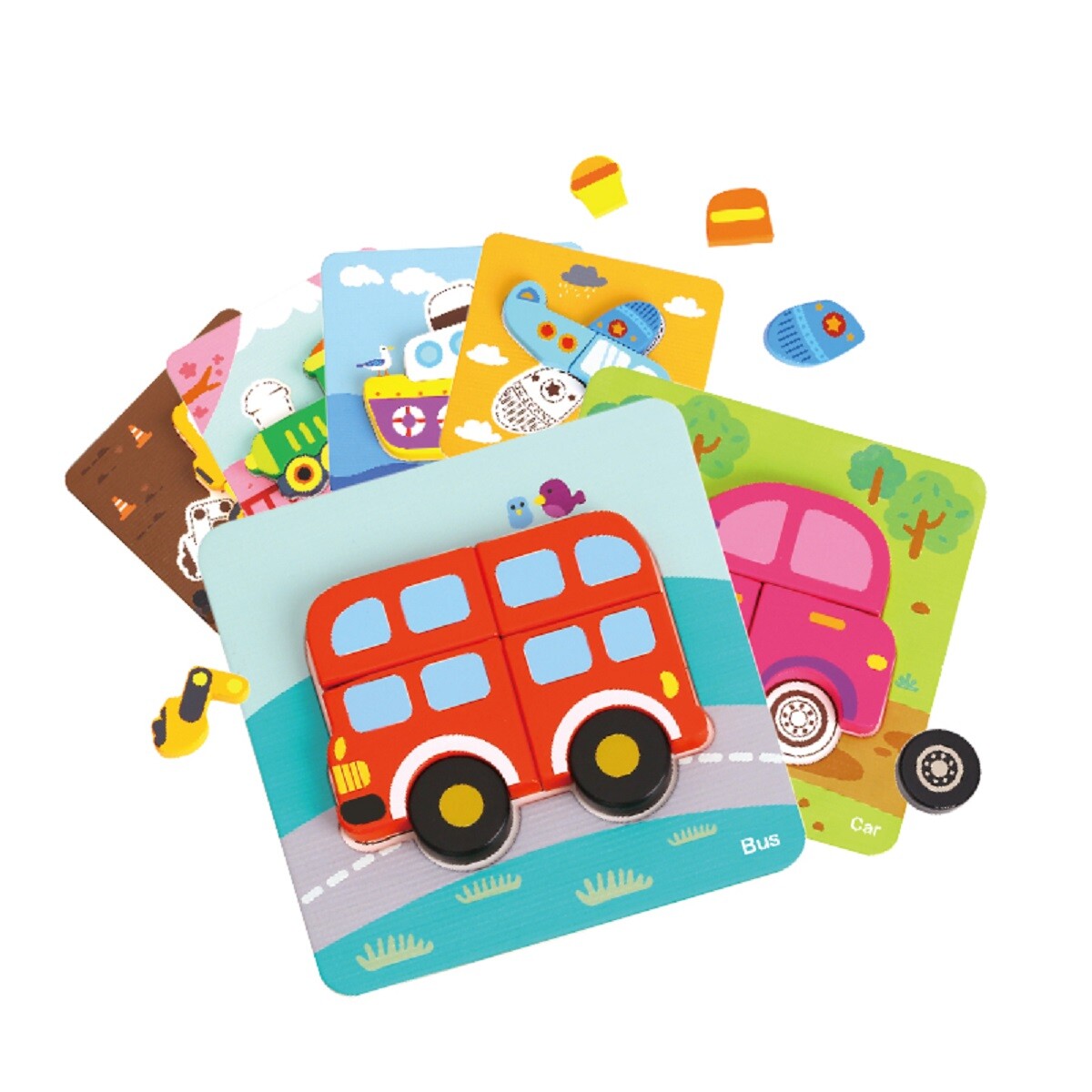 tooky toy 6 in 1 mini transportation puzzle 33 pzs 