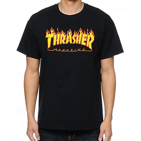 Remera Thrasher Flame Logo Negro
