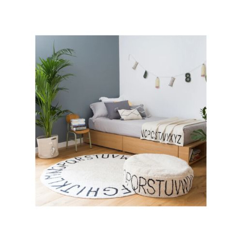 Pouf lavable ABC Natural - Black - Lorena Canals Pouf Lavable Abc Natural - Black - Lorena Canals