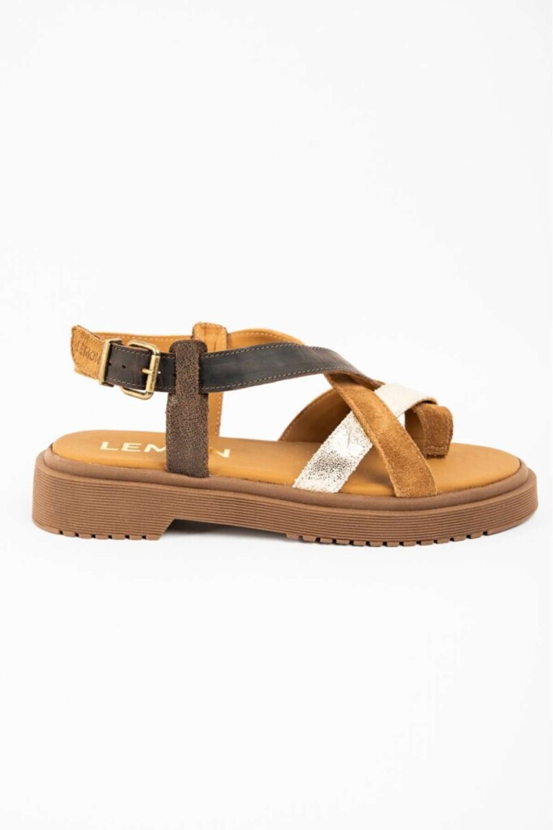 Sandalias De Cuero Tiras Cruzadas - Multi 