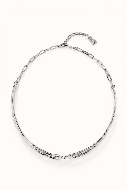 COLLAR DOBLE BAÑADO EN PLATA DE LEY CON TOPACIO BLANCO Colgante