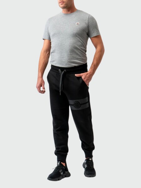 Moncler -Pantalón deportivo de algodón con bolsillos Negro