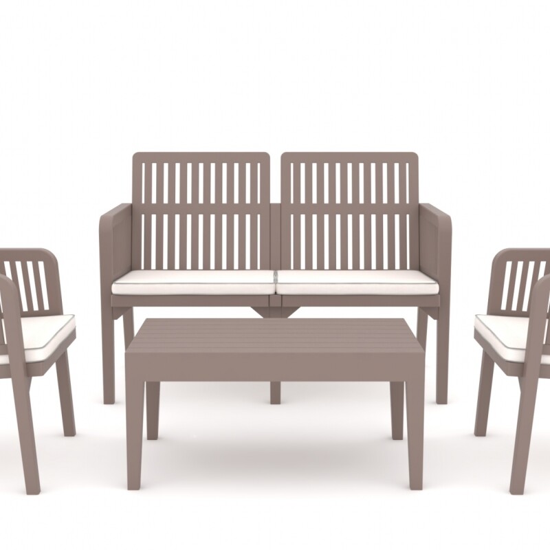 Lizbon Lounge Set: Muebles de Resina UV Resistentes para Ambientes Exteriores 2+1+1 + Mesa Capuccino Lizbon Lounge Set: Muebles de Resina UV Resistentes para Ambientes Exteriores 2+1+1 + Mesa Capuccino