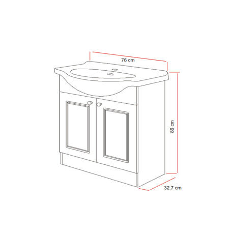 MUEBLE DE BAÑO BLANCO 760X327X860CM CON 2 PUERTAS Y CON BACHA DGC - DESARMADO- BLANCO