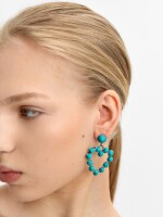 Pendientes De Corazón Con Piedras azul