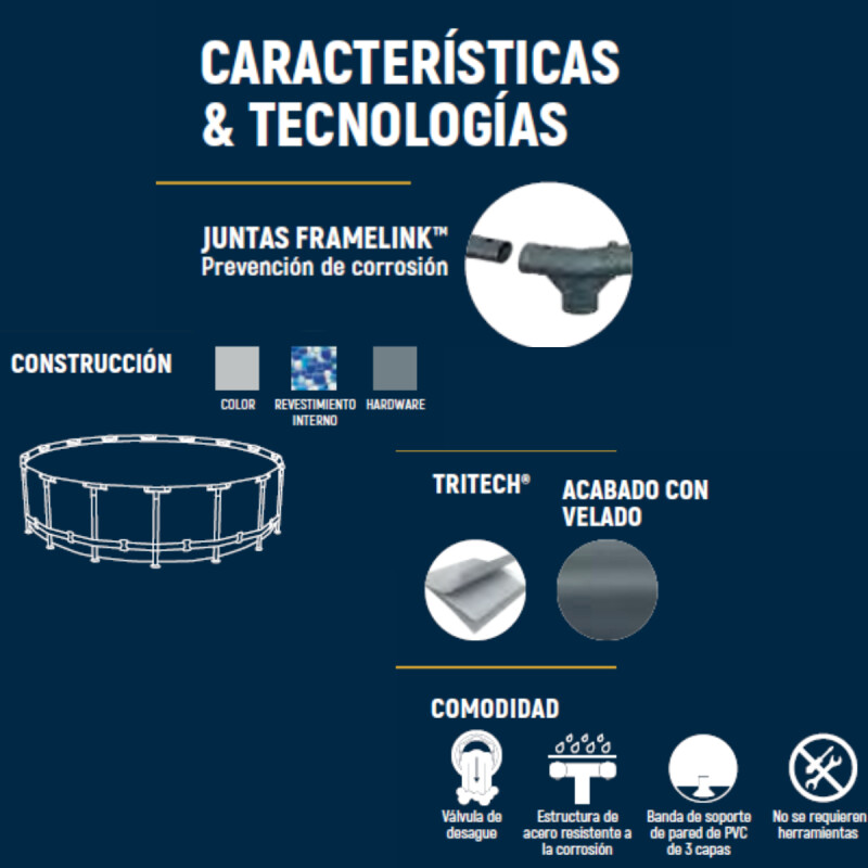 Piscina Pvc Estructura Metalica 10.250 Lts C/ Bomba Y Filtro Piscina Pvc Estructura Metalica 10.250 Lts C/ Bomba Y Filtro