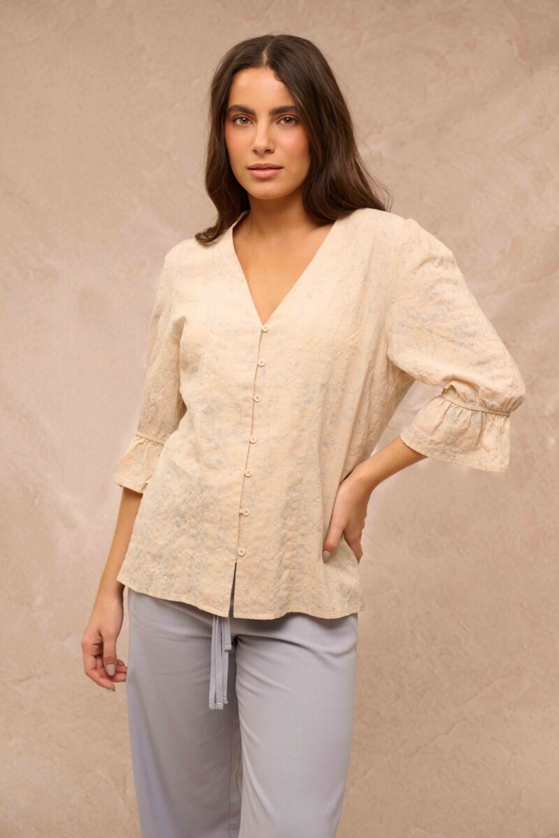 BLUSA ALISA ESTAMPADO FLORES CELESTE BLUSA ALISA ESTAMPADO FLORES CELESTE