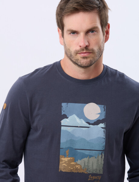 REMERA ESTAMPADA DE ALGODÓN Azul