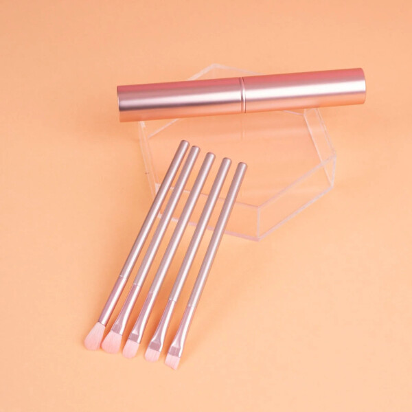 Brocha para ojos con estuche 5pcs rosa