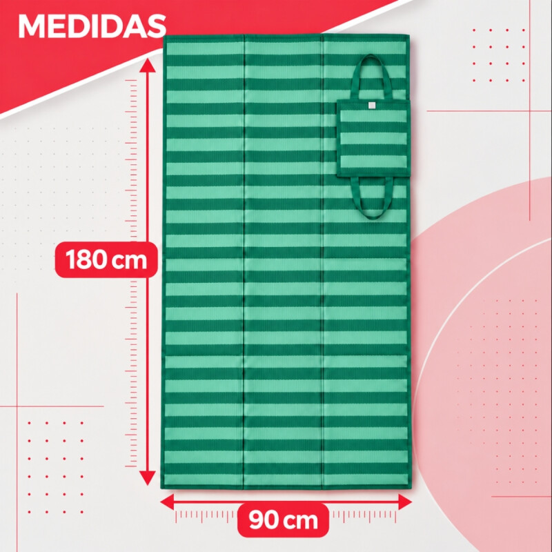 Estera individual doblable 1,80 x 0,9 m VERDE