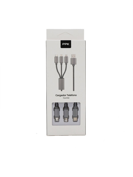 CARGADOR TELEFONO 3 PUNTAS PLATEADO